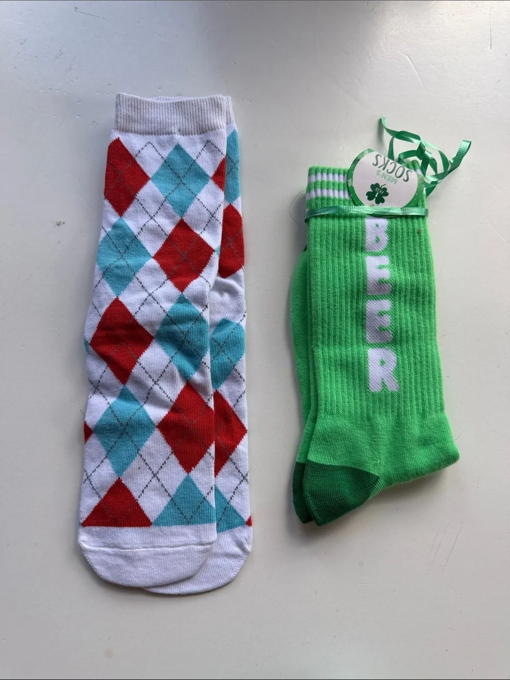 Men’s Socks Printed Novelty Crew 9 Pair One Size